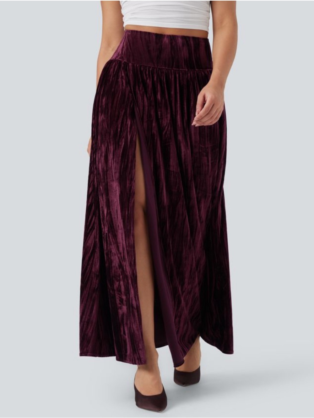 Halara High Waisted 2-in-1 Velvet Maxi Casual Skirt NwT - Picture 4 of 7